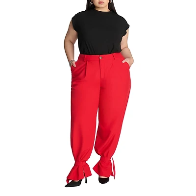 Eloquii Women's Ankle Tie Trouser