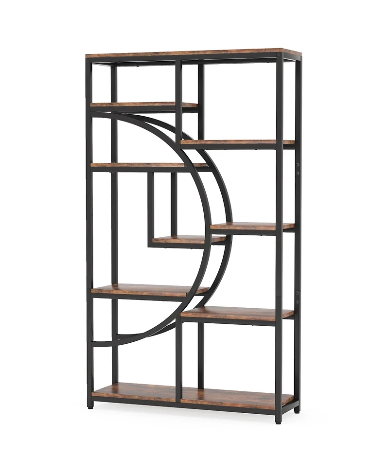 Tribesigns 5 Tier Etagere Bookcase Set of 2, Freestanding Tall Bookshelf Display Shelf Storage Organizer with 9-Open