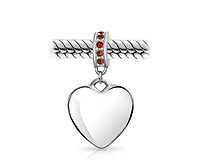 Bling Jewelry Crystal Accent Bale Heart Shape Dangle Bead Charm Sterling Silver