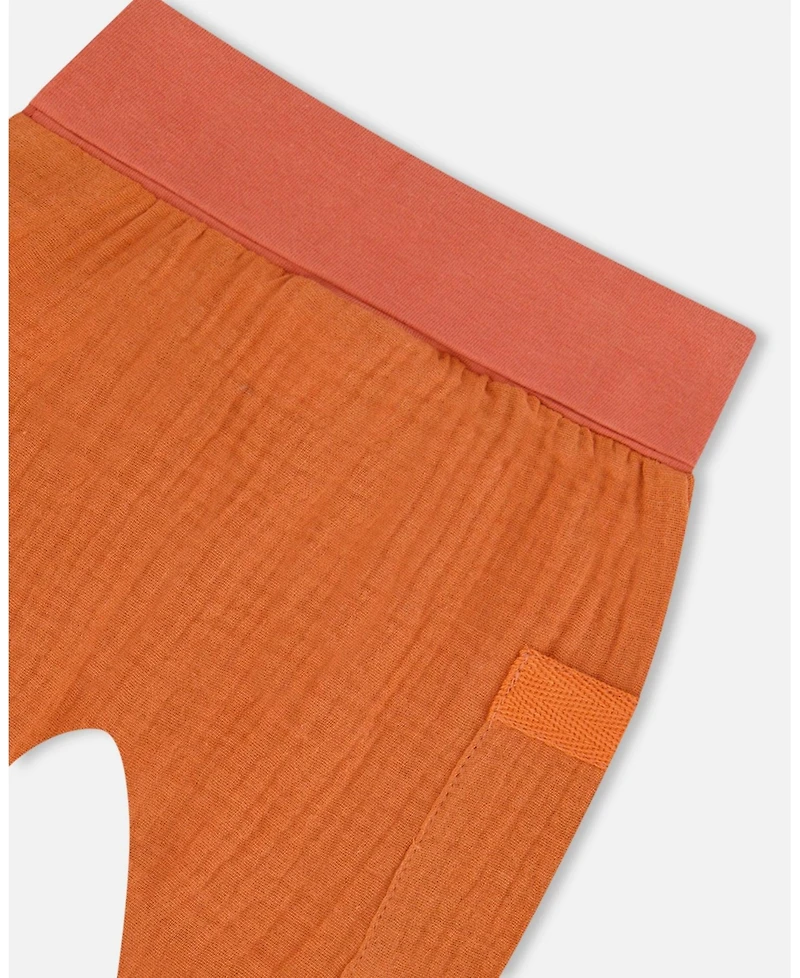 Deux par Deux Baby Boys Organic Cotton Top And Muslin Pant Set Paper Boats And Terracotta