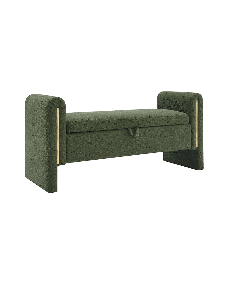 Modern Teddy Bed End Bench with Storage and Arms, Upholstered Foot Rest Stool, Comfy Vanity Bench-The Pop Home