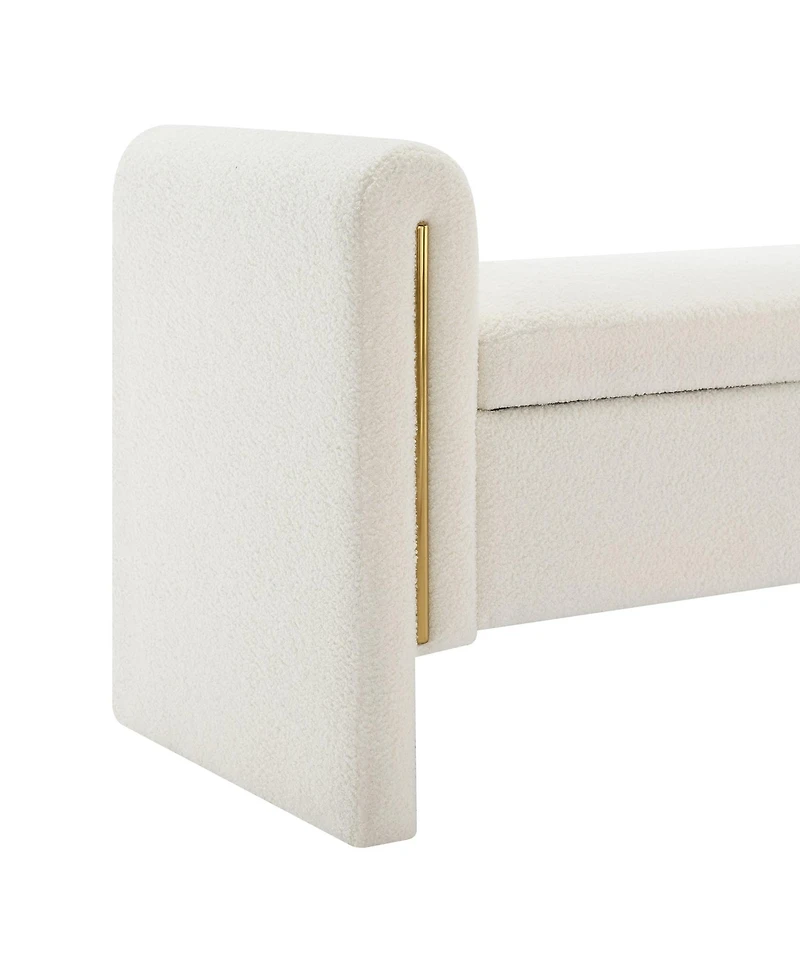 Modern Teddy Bed End Bench with Storage and Arms, Upholstered Foot Rest Stool, Comfy Vanity Bench-The Pop Home