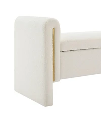 Modern Teddy Bed End Bench with Storage and Arms, Upholstered Foot Rest Stool, Comfy Vanity Bench-The Pop Home