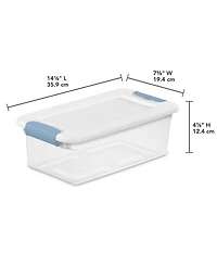Sterilite Clear Plastic 6 Quart Storage Box Container with Latching Lid, 24 Pack