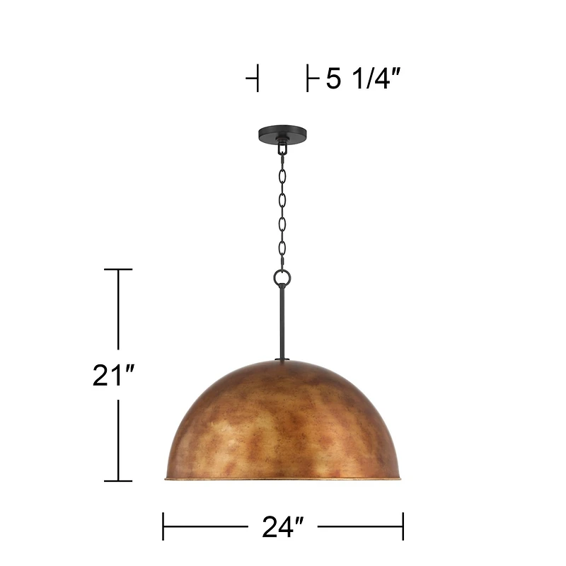 Possini Euro Design Julian 24" Rustic Pendant Ceiling Light Fixture Dining Room Over Table Dome 4-Light Brown Bronze Finish