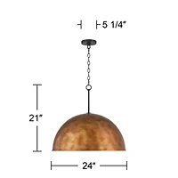 Possini Euro Design Julian 24" Rustic Pendant Ceiling Light Fixture Dining Room Over Table Dome 4-Light Brown Bronze Finish
