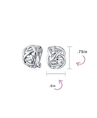 Bling Jewelry Fashion Open Criss Cross Celtic Love Knot Weave Half Hoop Clip On Earrings Non Pierced Ears Silver Plated