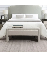 Modern Upholstered Bed End Bench with Storage, Linen Foot Rest Stool, Multi-Functional Vanity Stool-The Pop Home