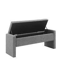 The Pop Home Modern Upholstered Bed End Bench with Storage, Linen Foot Rest Stool, Multi-Functional Vanity Stool-The