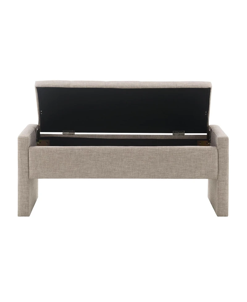 Modern Upholstered Bed End Bench with Storage, Linen Foot Rest Stool, Multi-Functional Vanity Stool-The Pop Home