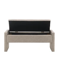 Modern Upholstered Bed End Bench with Storage, Linen Foot Rest Stool, Multi-Functional Vanity Stool-The Pop Home