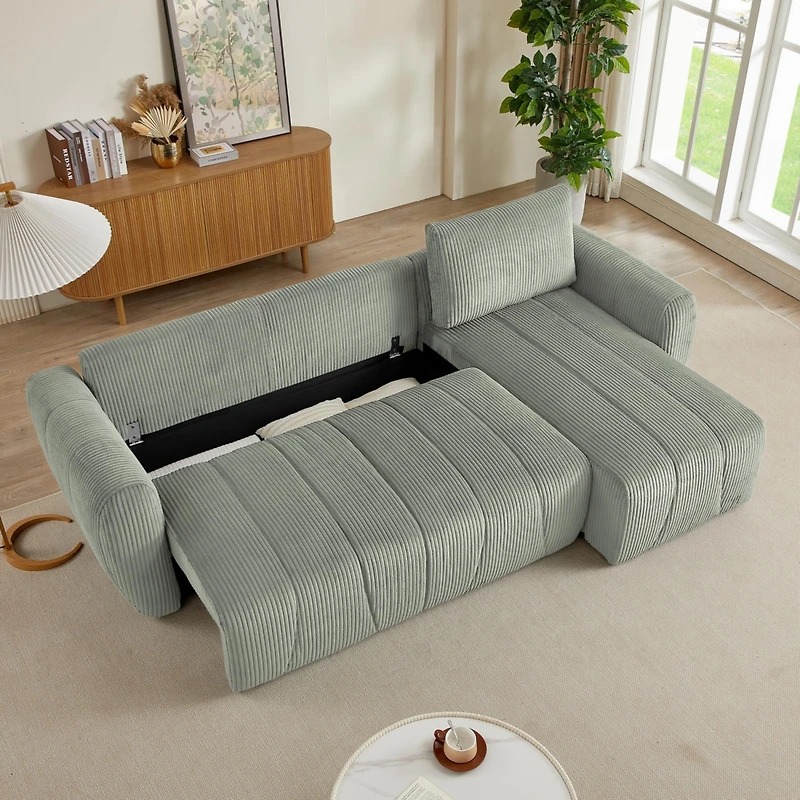 Convertible Sectional Sofa Couch, Modern Fabric 3 Seater L-Shaped Couch for Living Room, Apartment, Office, Small Space, (Grey)