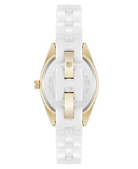 Anne Klein Women's Quartz White Ceramic Oval Diamond Dial Watch, 27mm