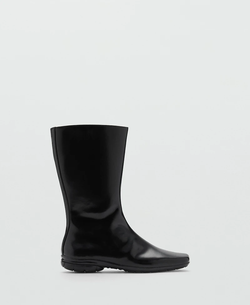 Mango Women's Flat Leather Ankle Boots