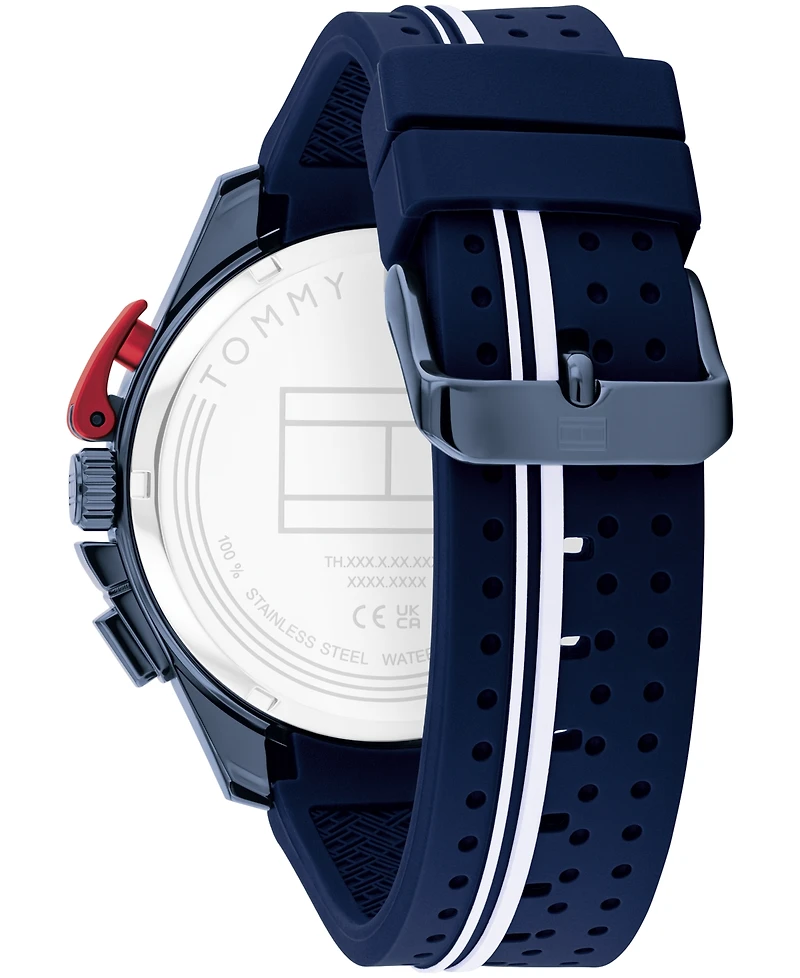 Tommy Hilfiger Men's Chronograph Blue Silicone Strap Watch, 46mm