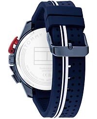 Tommy Hilfiger Men's Chronograph Blue Silicone Strap Watch, 46mm