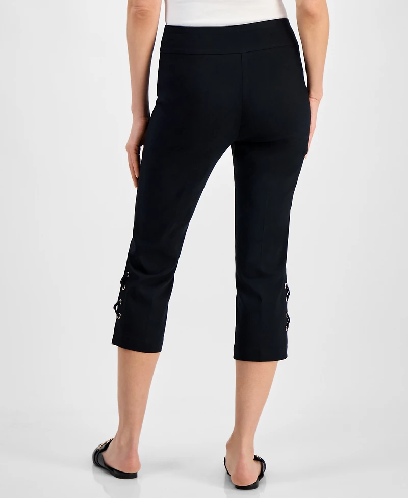 Jm Collection Women's Side Lace-Up Pull-On Capri Pants, Created for Macy's