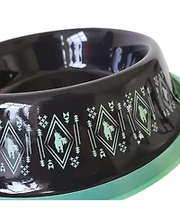 Non-Skid Boho Stainless Steel Dog Bowl – with Whimsical Unicorn Design, Silicone Base for Medium Dogs – Black/24oz