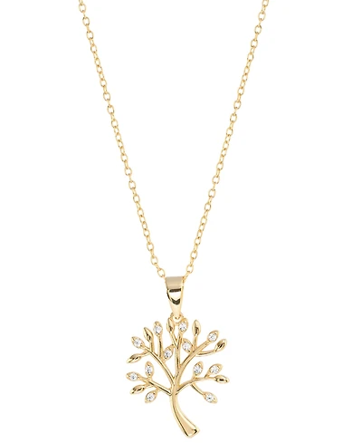 Cubic Zirconia Tree Of Life Pendant Necklace (1/4 ct. t.w.) in 14k Gold over Sterling Silver