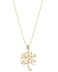 Cubic Zirconia Tree Of Life Pendant Necklace (1/4 ct. t.w.) in 14k Gold over Sterling Silver