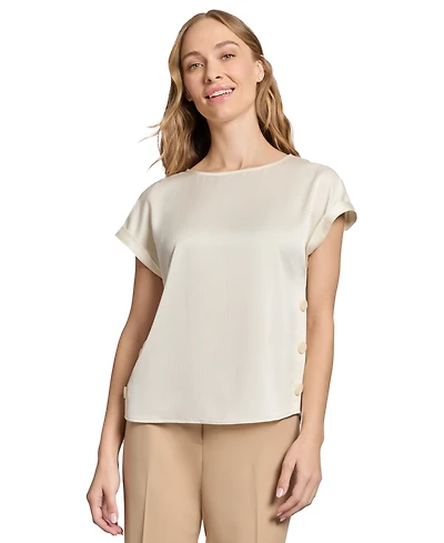 Jones New York Women's Side-Button Short-Sleeve Top