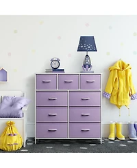 Sorbus 9 Drawers Dresser - Furniture Storage for Bedroom, Closet, Office Organization - Steel Frame, Wood Top, Fabric Bins