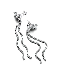Pandora Sterling Silver Pave Bow Drop Earrings