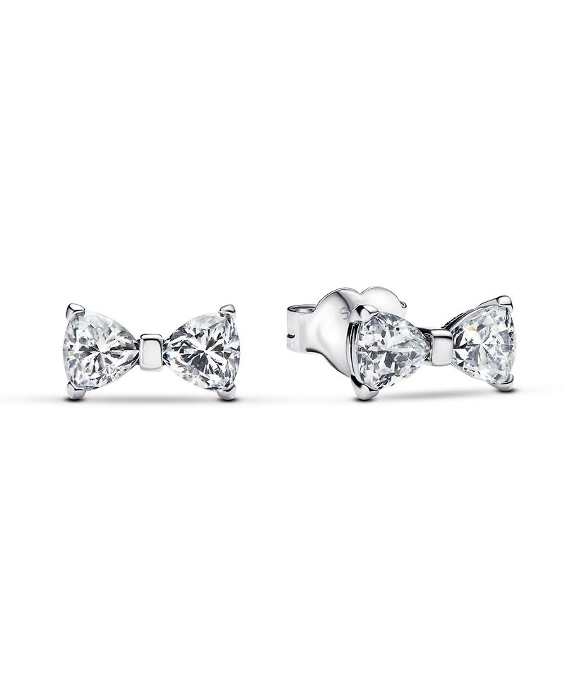 Pandora Sterling Silver Sparkling Bow Stud Earrings