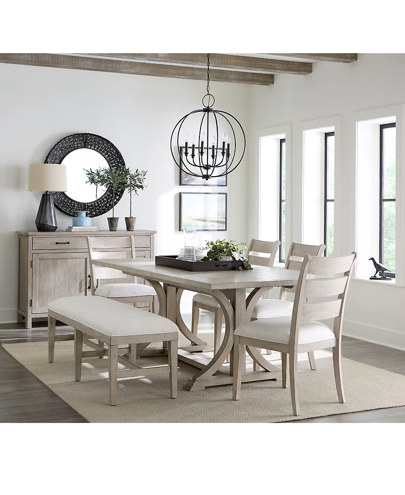 Sadie 6-Pc. Rectangular Dining Set (Table, 4 Ladder Back Chairs & Bench), Created for Macy's