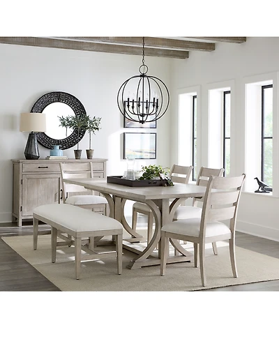 Sadie 6-Pc. Rectangular Dining Set (Table, 4 Ladder Back Chairs & Bench), Created for Macy's