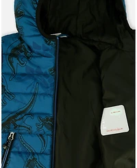 Deux par Deux Baby Boys Printed Quilted Mid-Season Jacket Blue And Gray