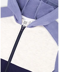 Deux par Deux Toddler Boys French Terry Color Block Full Zip Hoodie Sweatshirt Blue, Navy And Cream - Toddler|Child