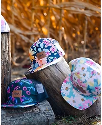 Deux par Deux Girl Printed Cap Navy And Yellow And Pink Flowers - Toddler|Child