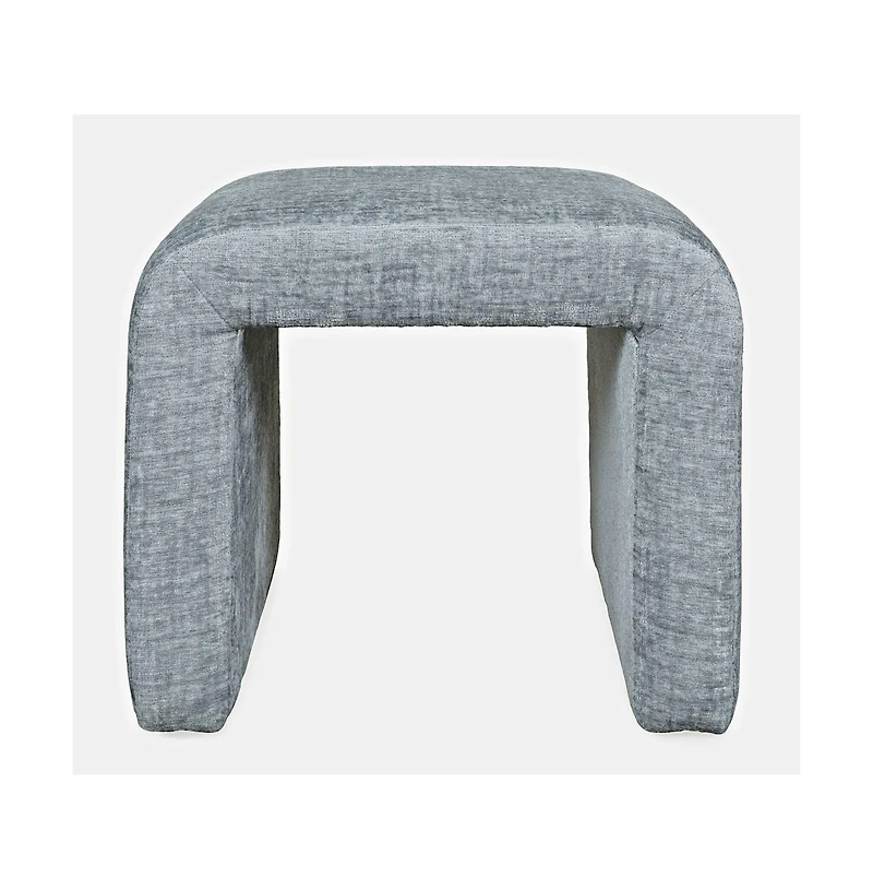Jofran Luxury Curved Upholstered Waterfall Jacquard Petite Ottoman Bench