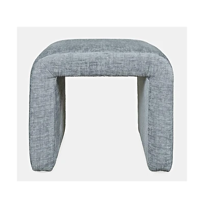 Jofran Luxury Curved Upholstered Waterfall Jacquard Petite Ottoman Bench