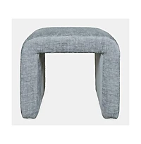 Jofran Luxury Curved Upholstered Waterfall Jacquard Petite Ottoman Bench