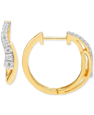 Diamond Swirl Small Hoop Earrings (1/4 ct. t.w.) in 10k Gold, 0.7"