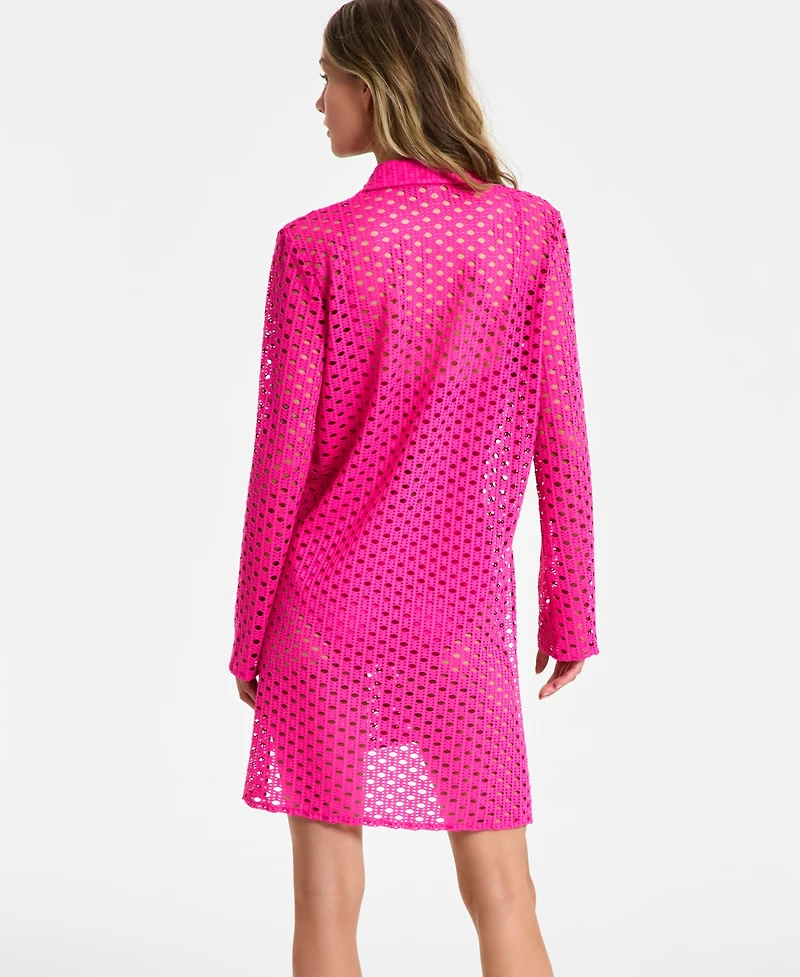 Carmen Marc Valvo Women's Crochet Tunic Swim Cover-Up