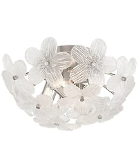 Possini Euro Design Filoli 16" Modern Semi Flush-Mount Ceiling Light Fixture Kitchen Foyer Flower Silver Brushed Nickel Finish