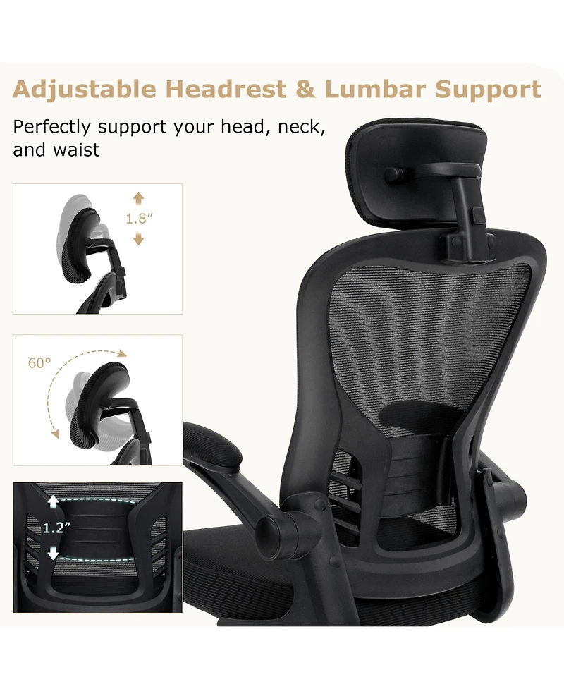 Gouun Ergonomic Mesh Office Chair with Adjustable Height for Home Office