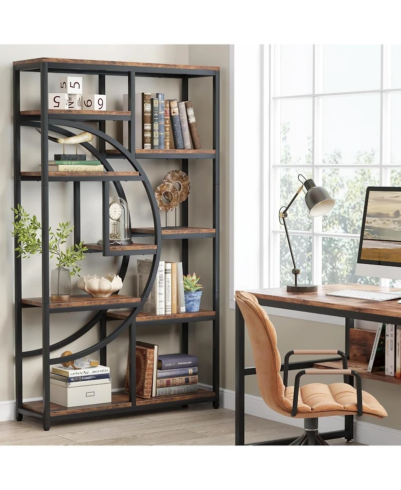 Tribesigns 5 Tier Etagere Bookcase, Freestanding Tall Bookshelf Display Shelf Storage Organizer with 9-Open