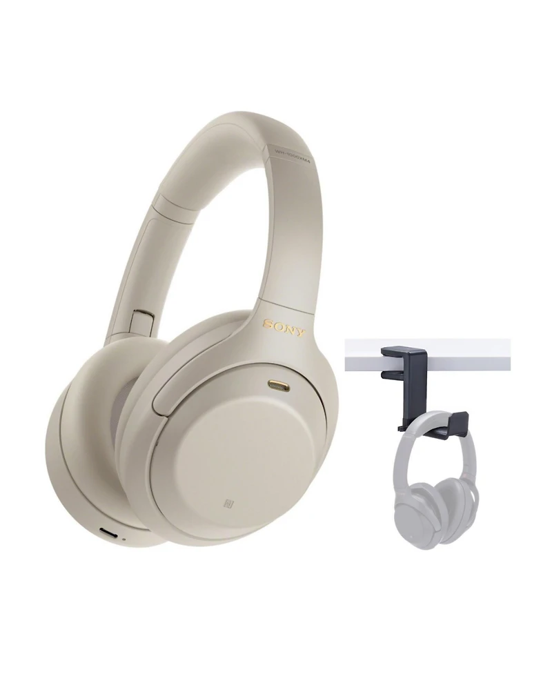 Sony Wh-1000XM4 Wireless Noise Canceling Over-Ear Headphones (Silver) Bundle