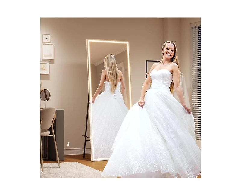 gaomon Led Mirror Full Length 71"x 28" Full Body Mirror with Light Floor Mirror Wall Mounted Mirror Freestanding Full Size Mirror dimming 3 Colors Lig