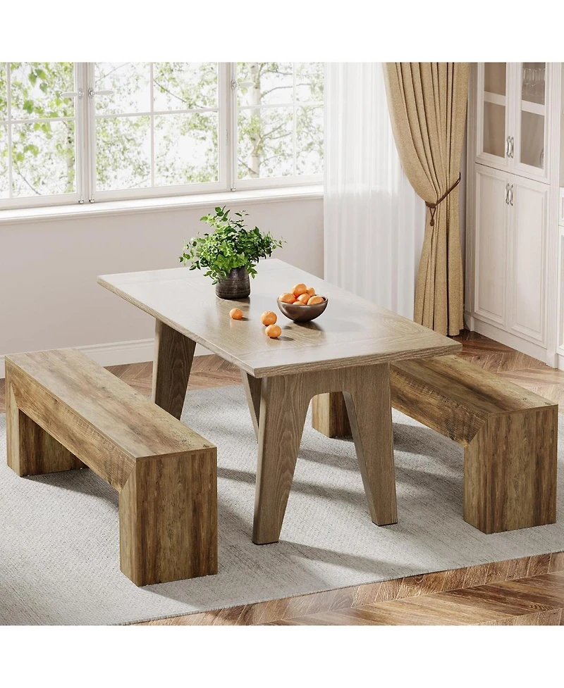Tribesigns Dining Bench, Farmhouse Wooden Entryway Bench, Entry 47" Long Bench for Living Dining Room, Hallway and Bedroom, Easy Assembly