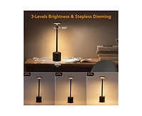 gaomon Table Lamp,Cordless Table Lamp,Portable Led Desk Lamp,5000mAh Battery Operated Bedside Lamp for Nightstand,Cream Stepless Dimming for Restauran