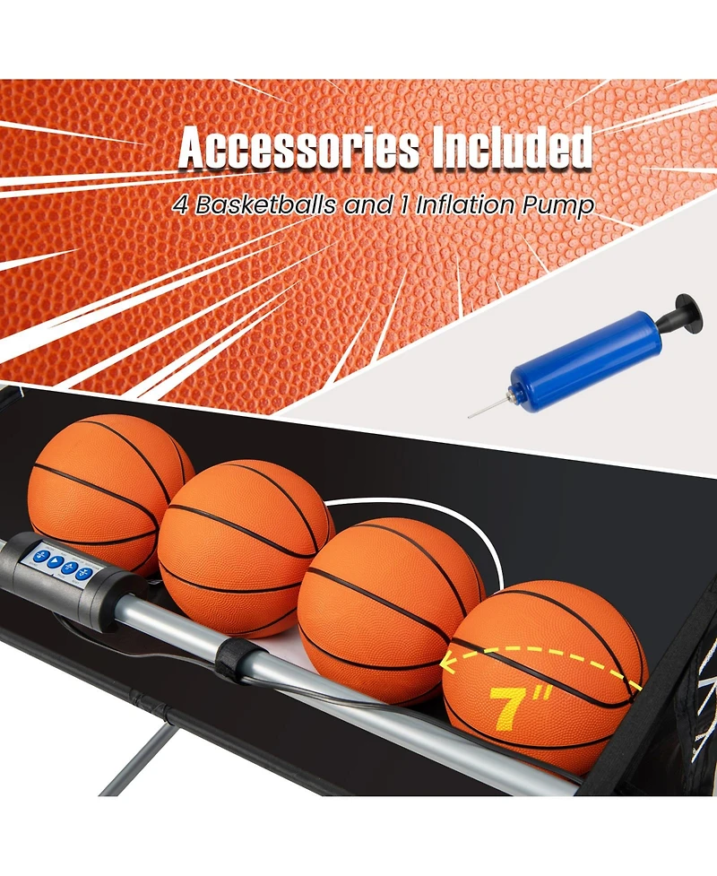 Kuyotq Foldable Dual Shot Basketball Arcade Game with Electronic Scoring System