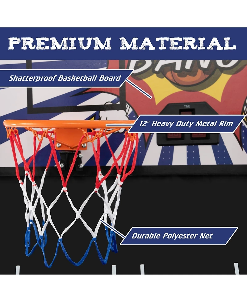 Kuyotq Dual Shot Basketball Arcade Game with 8 Game Modes and 4 Balls