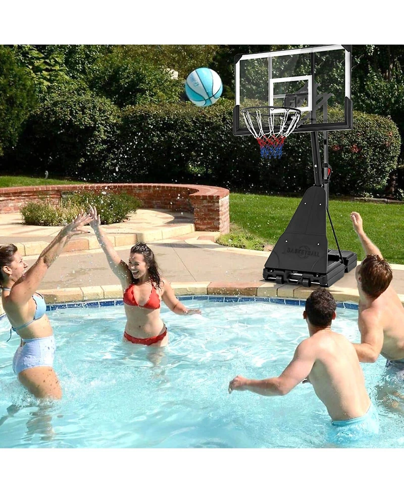 4.9-10 Ft Basketball Hoop System with 44 Inch Shatterproof Backboard with Wheels