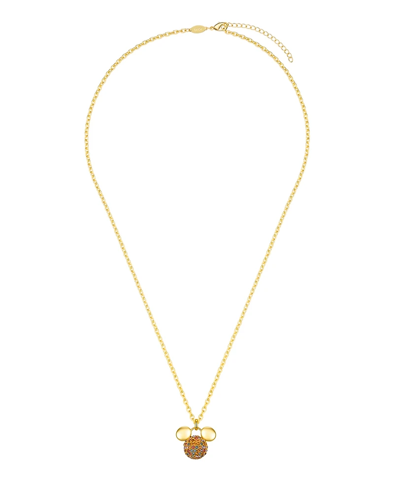 Disney Multi Color Crystal Mickey Mouse Fireball Pendant Necklace