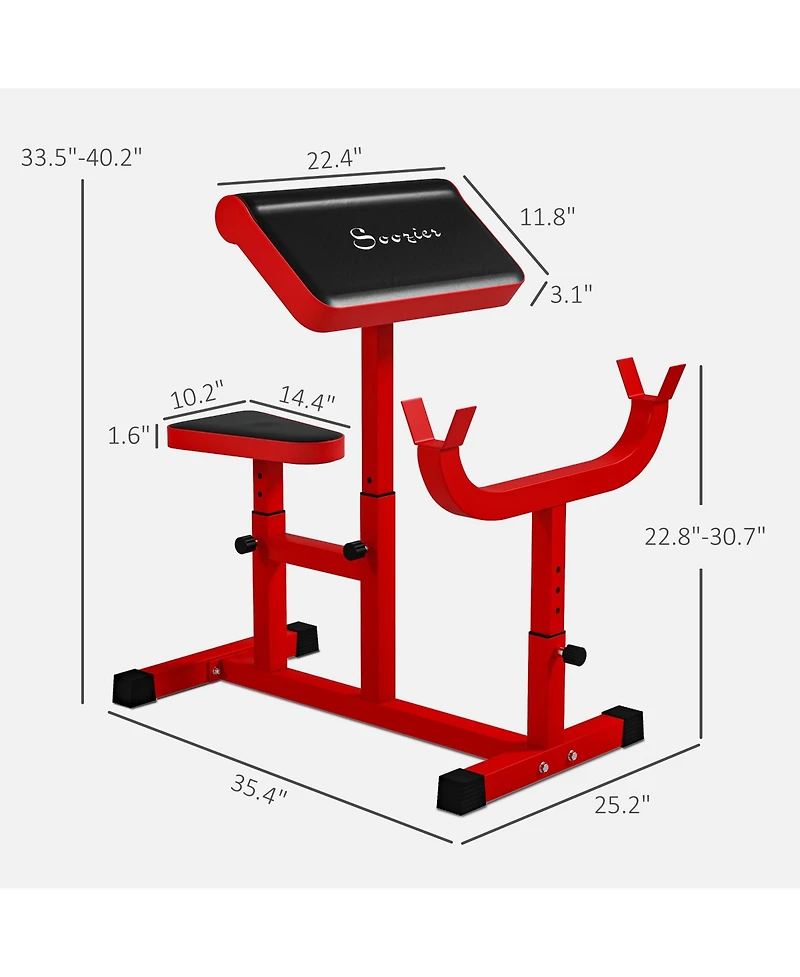 Soozier Preacher Curl Bench, Adjustable Bench for Home Gym,